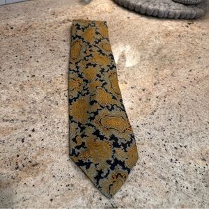 Vintage Silk Paisley Men's Tie in Gold and Blue Made in Scotland for Robinson’s
